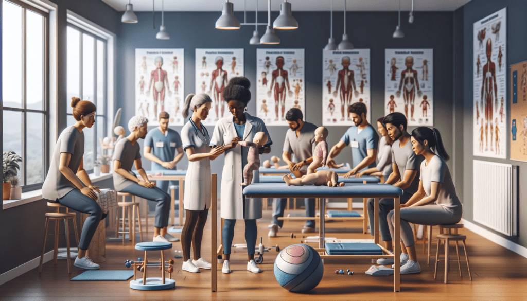 A-realistic-illustration-in-a-3_2-format-of-a-training-session-for-pediatric-physiotherapists-highlighting-specific-techniques-and-educational-tools